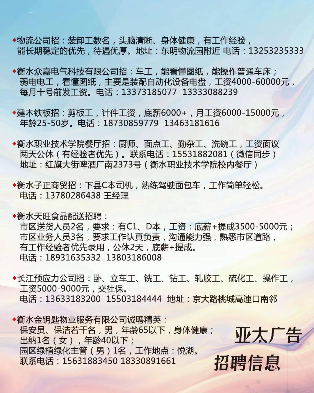 响水论坛招聘网最新招聘动态